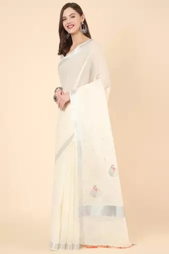 Zari pure cotton kasavu saree