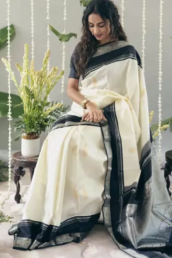 cream woven zari silk kanjeevaram saree