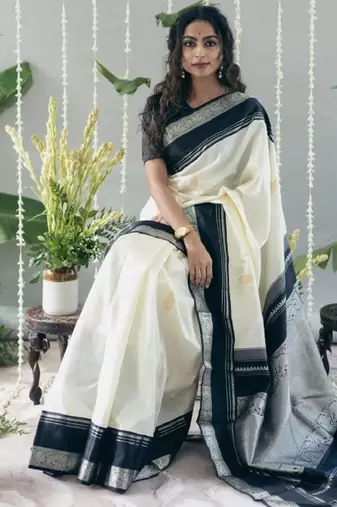 cream woven zari silk kanjeevaram saree