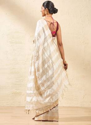 Striped zari bhagalpuri saree 4