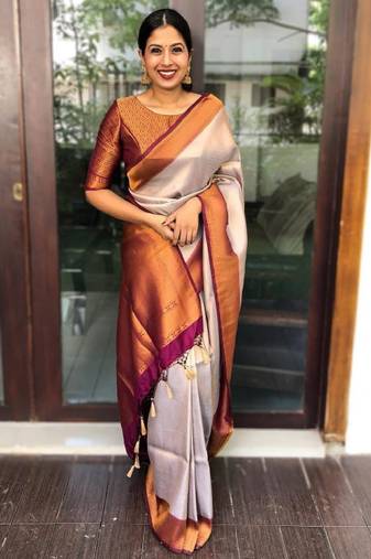 cream zari woven pure cotton kasavu saree