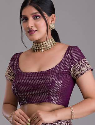 Wine royal kasturi silk saree with zari, dori, foil & 4mm sequins work 4