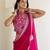 Charming rani pink silk sequins embroidered party wear saree