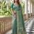 Sea green banarasi style paithani pure nylon satin  saree with heavy gold zari border