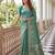 Sea green banarasi style paithani pure nylon satin  saree with heavy gold zari border