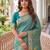 Sea green banarasi style paithani pure nylon satin  saree with heavy gold zari border