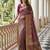 Wine banarasi style paithani pure nylon satin  saree with heavy gold zari border