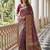 Wine banarasi style paithani pure nylon satin  saree with heavy gold zari border