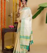 Solid tissue zari kasavu saree