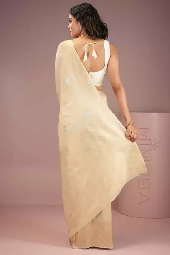 white cotton kasavu saree with zari woven design