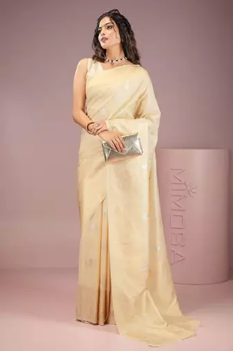 white cotton kasavu saree with zari woven design
