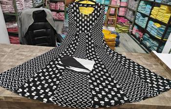Black Jaipuri Printed Black Anarkali Gown with Dupatta Set Salwar Kameez 3