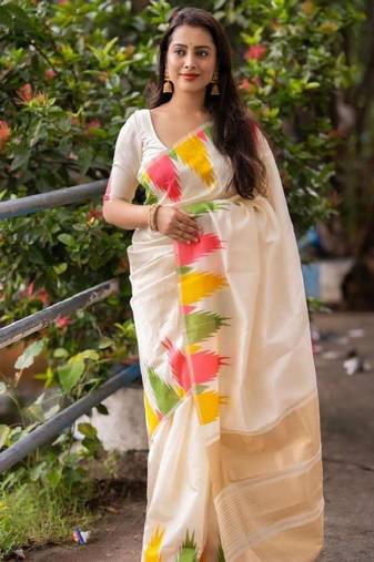 white woven design zari cotton kanjeevaram saree