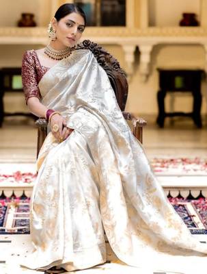 Ethnic motifs zari kanjeevaram saree 3