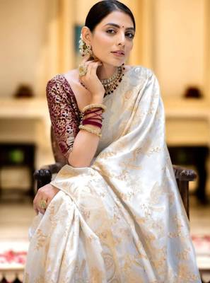 Ethnic motifs zari kanjeevaram saree 4