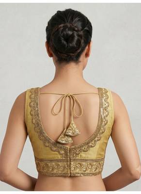 Gold roman silk with coading sequence & beads work readymade blouse 2