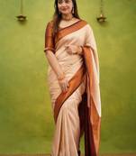 Women zari kanjeevaram saree with blouse piece