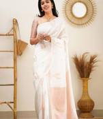 Ethnic motifs woven design zari kanjeevaram saree