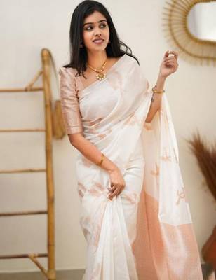 Ethnic motifs woven design zari kanjeevaram saree 4