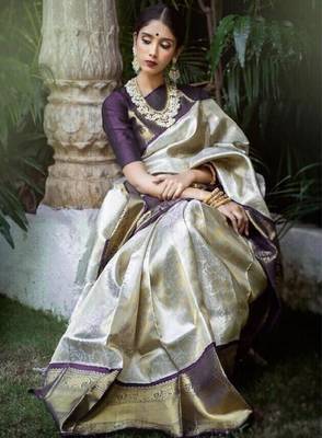 Woven design zari pure cotton kanjeevaram saree 1