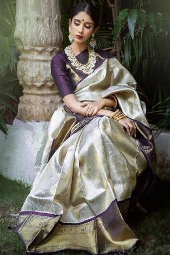 white woven design zari pure cotton kanjeevaram saree