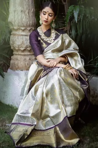Woven design zari pure cotton kanjeevaram saree