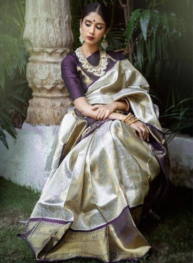 Woven design zari pure cotton kanjeevaram saree