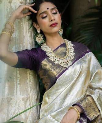 Woven design zari pure cotton kanjeevaram saree 2