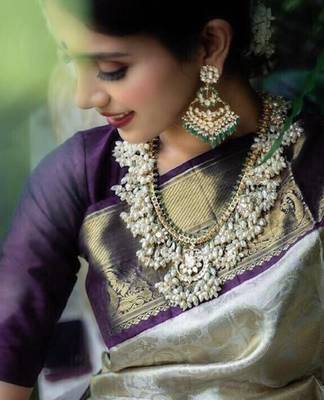 Woven design zari pure cotton kanjeevaram saree 3
