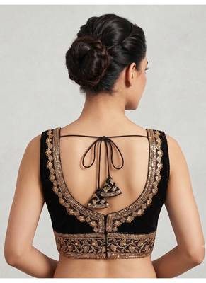 Black roman silk with coading sequence & beads work readymade blouse 2
