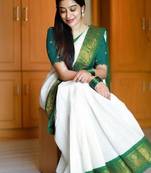 Checked woven design kanjeevaram saree