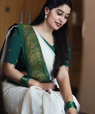 Checked woven design kanjeevaram saree 2