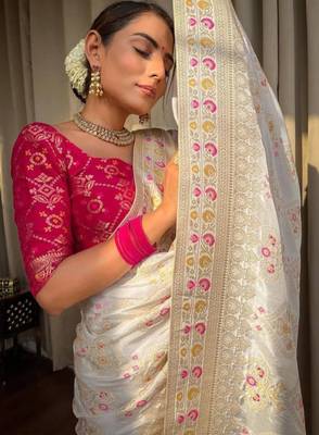 Woven design zari kanjeevaram saree 4