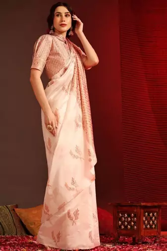 Woven design pure cotton kanjeevaram saree