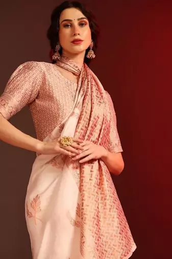 Woven design pure cotton kanjeevaram saree