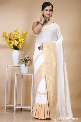 white pure cotton khadi saree