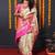 Woven design zari silk blend kanjeevaram saree with blouse piece