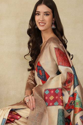 ethnic motifs woven design silk cotton kasavu saree
