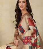 Ethnic motifs woven design silk cotton kasavu saree