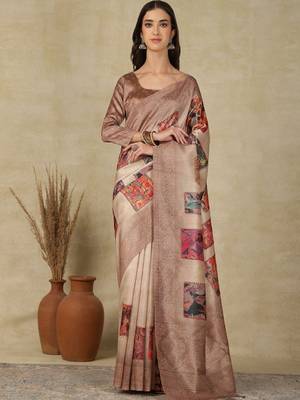 Woven design daily wear saree with matching blouse 1