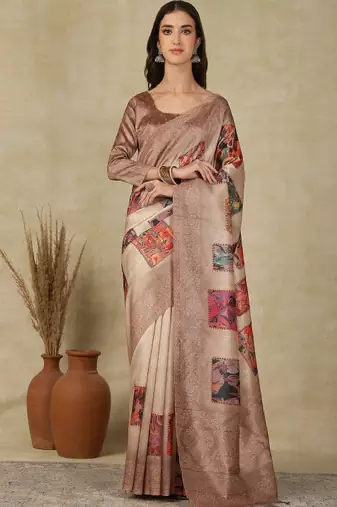 Woven design daily wear saree with matching blouse
