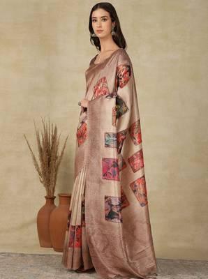Woven design daily wear saree with matching blouse 2