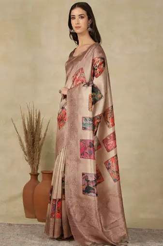 Woven design daily wear saree with matching blouse