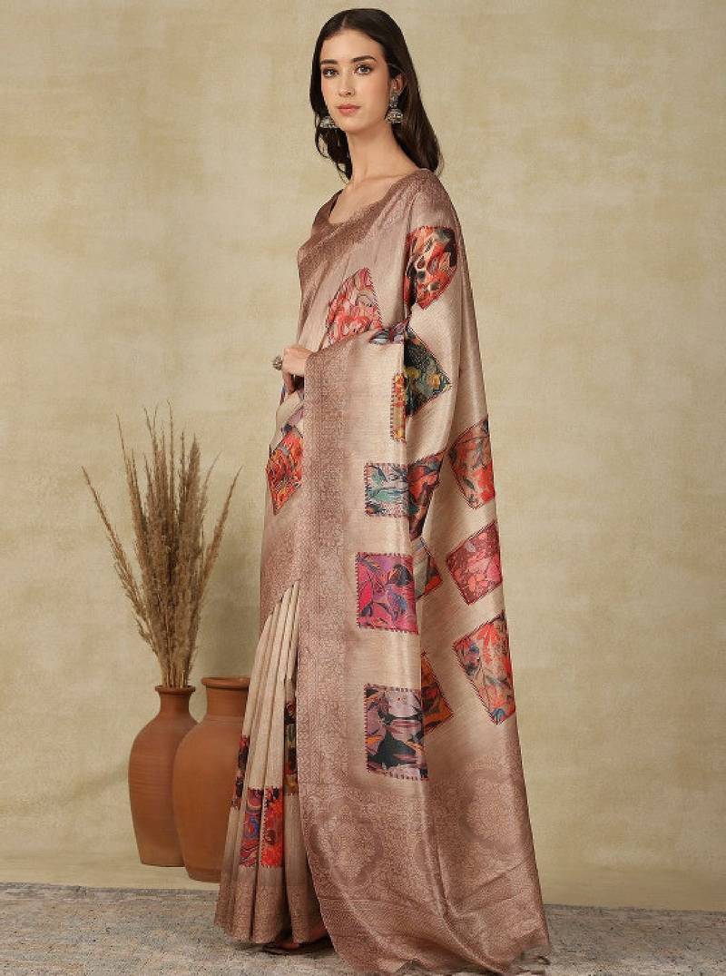 Woven design daily wear saree with matching blouse