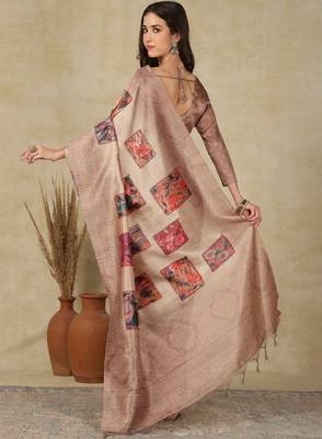 Woven design daily wear saree with matching blouse 3