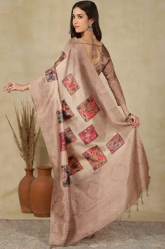 Woven design daily wear saree with matching blouse