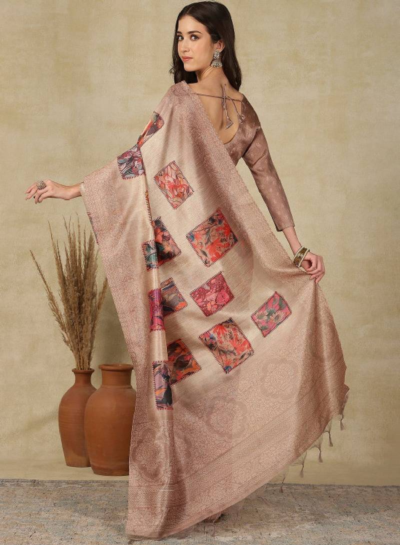 Woven design daily wear saree with matching blouse