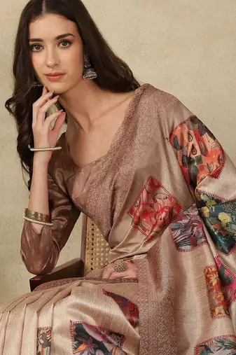 Woven design daily wear saree with matching blouse