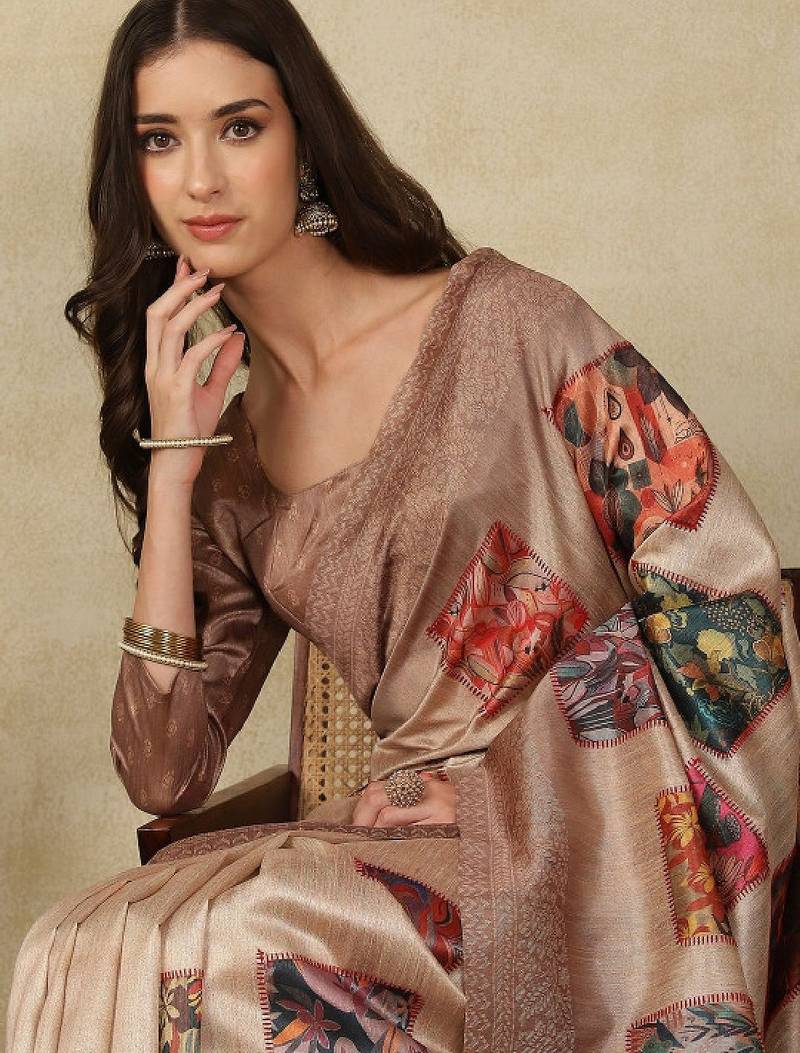 Woven design daily wear saree with matching blouse