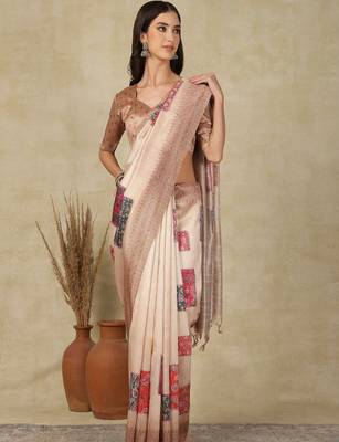 Woven design daily wear saree with matching blouse 1